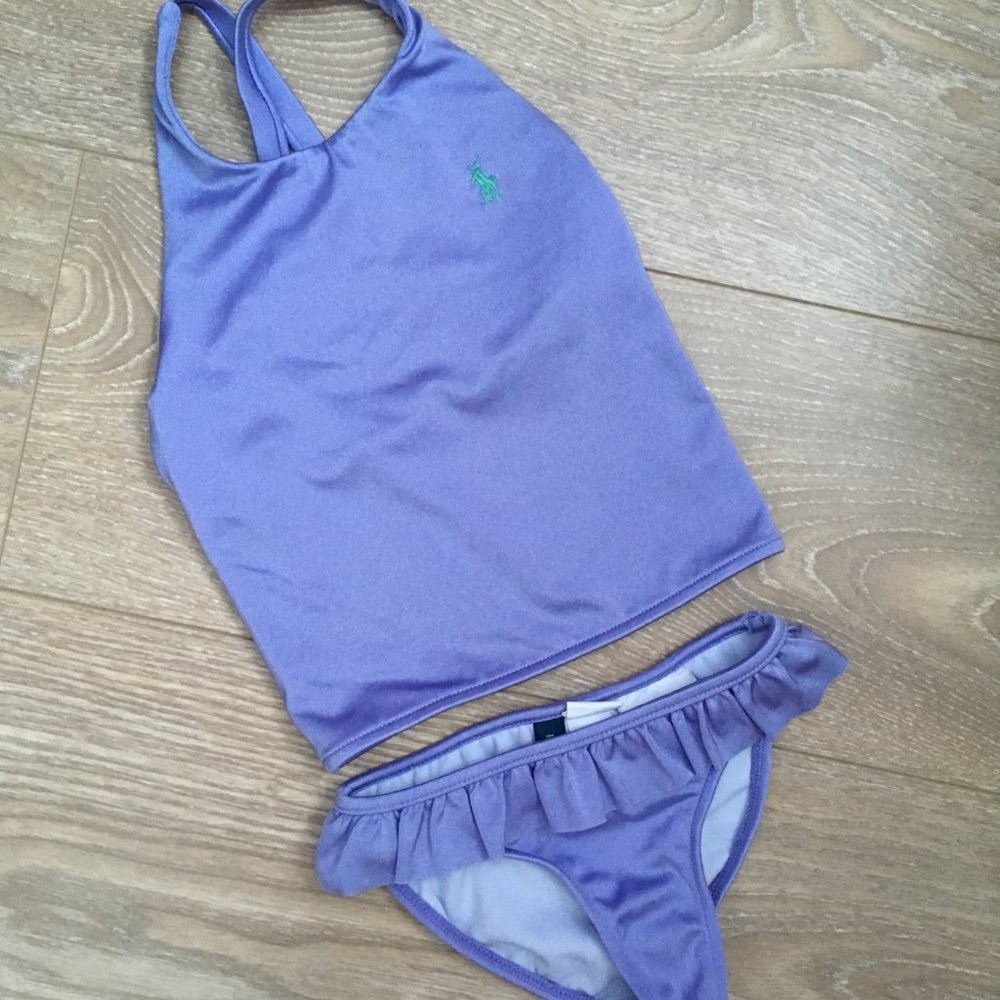 Lavender Ralph Lauren sz 4 tankini with ruffled bottoms